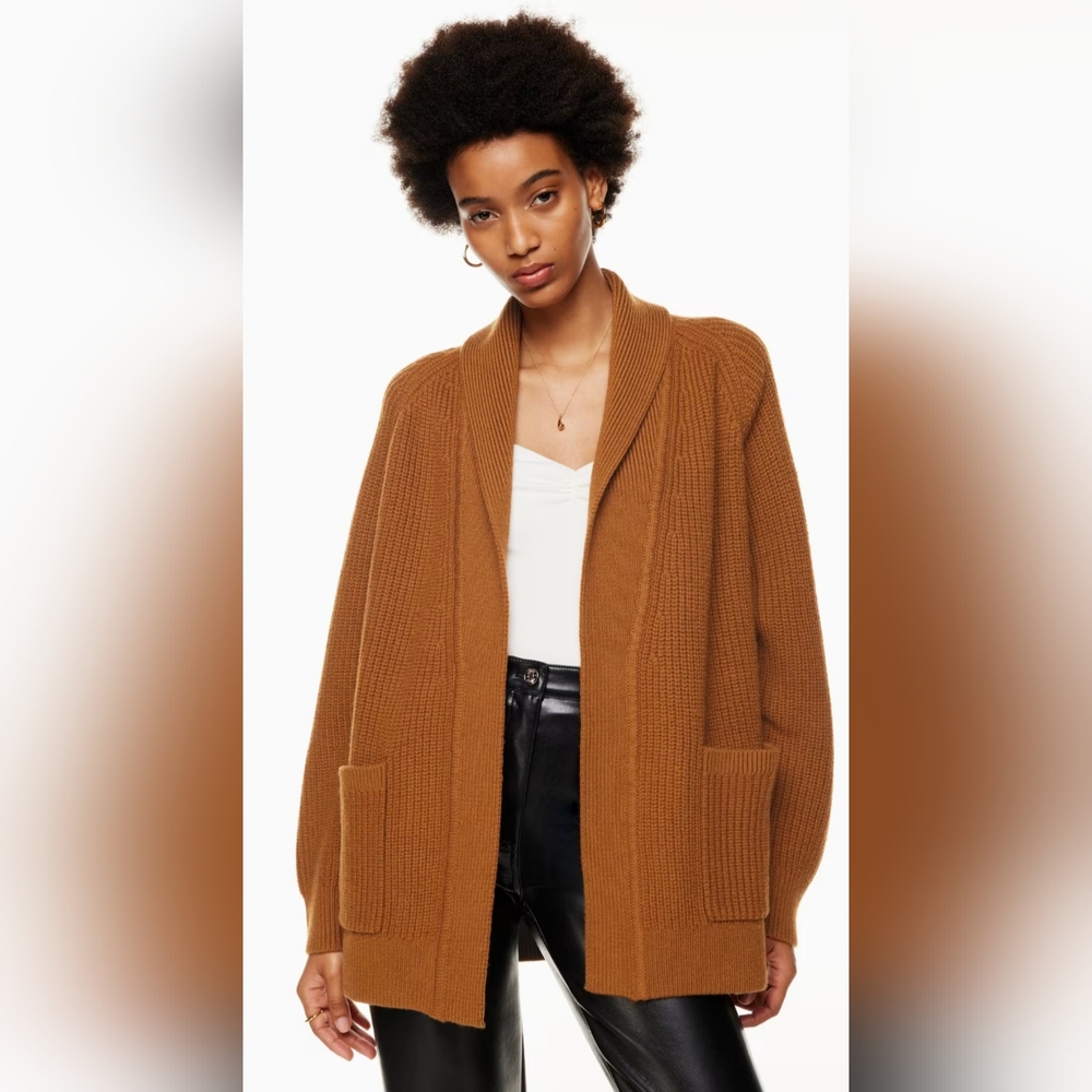 Aritzia Wilfred Travel Cardigan size S Rich Brown